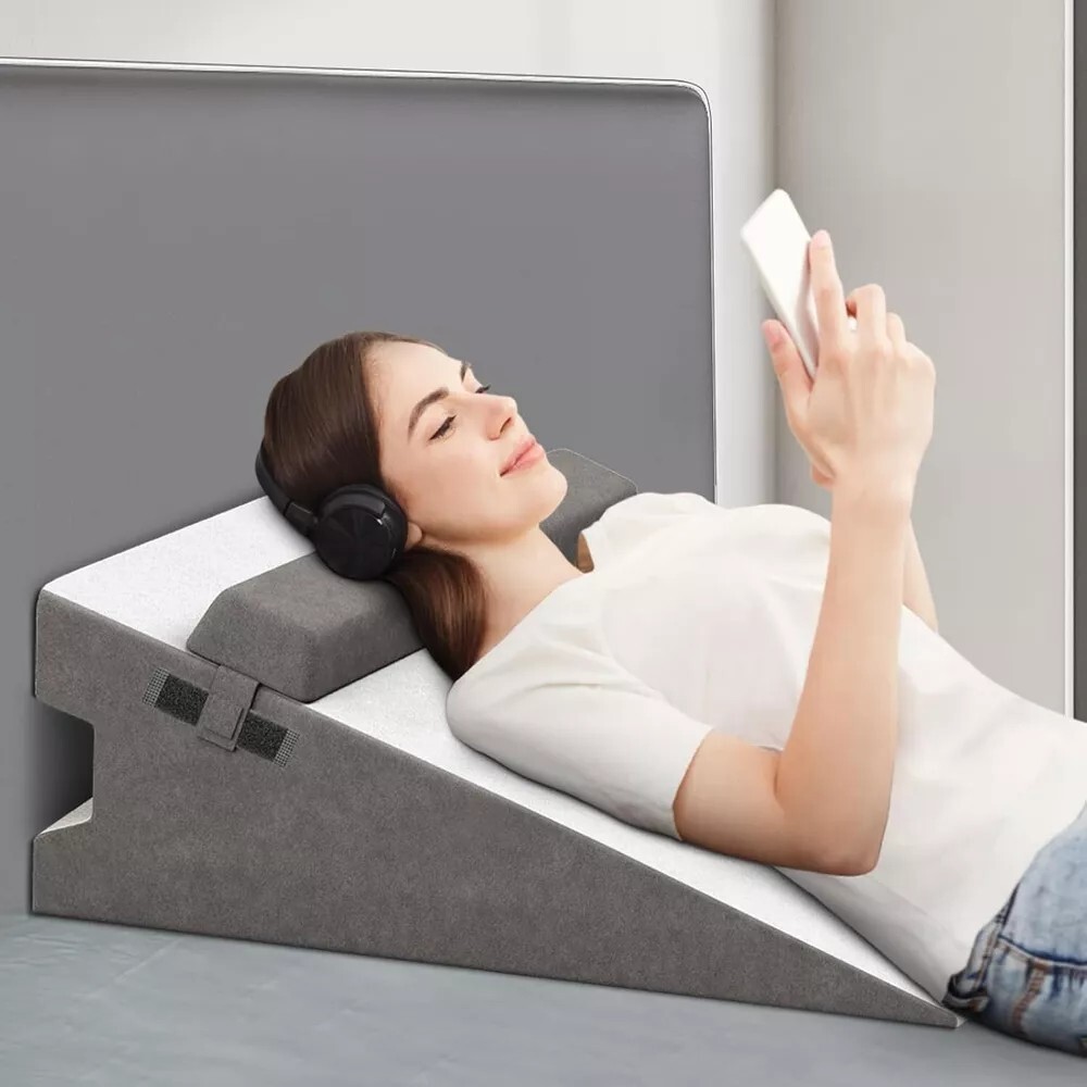 7.5 Inches Bed Wedge Pillow with Memory Foam for Sleeping after Gerd Acid Reflux