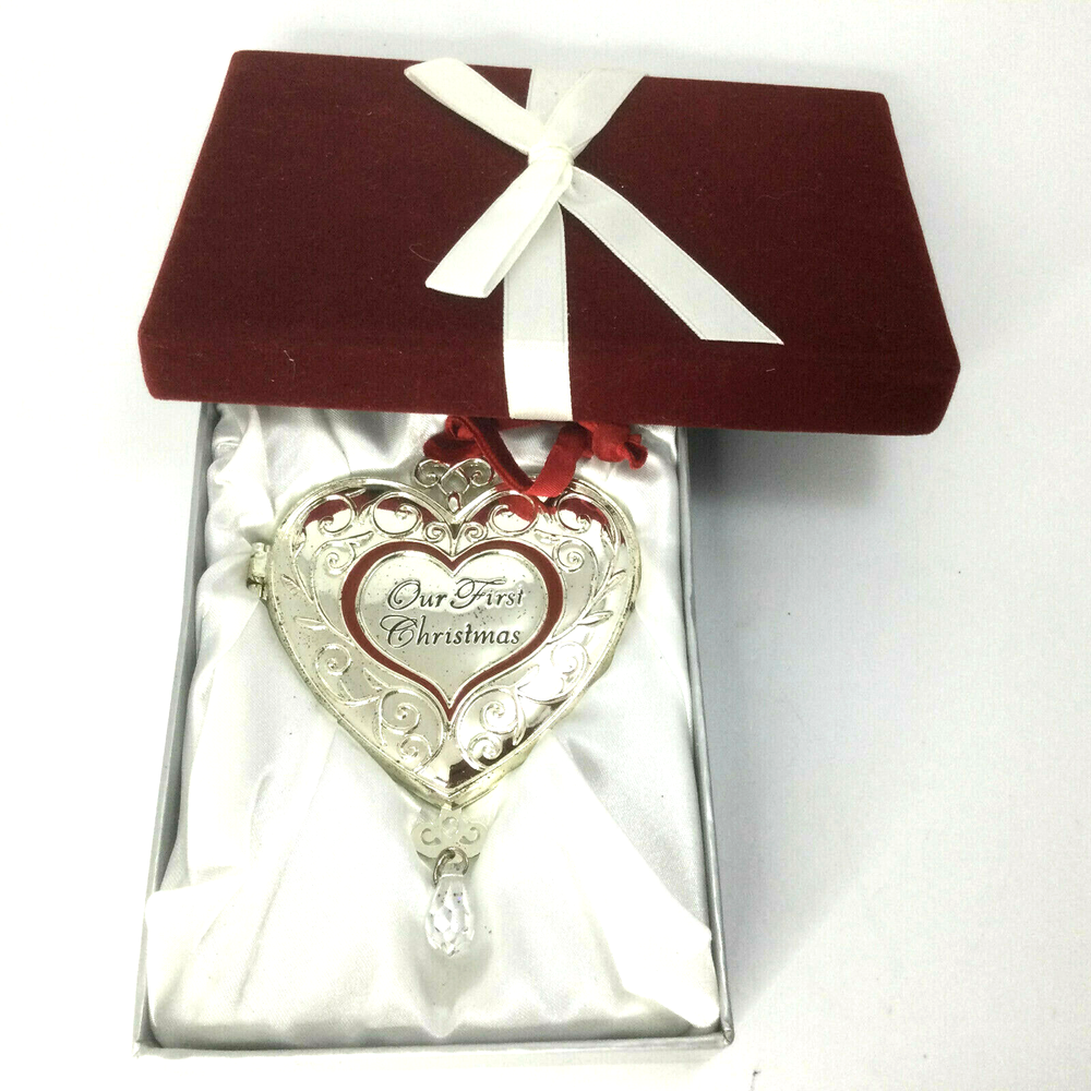Silver Heart Ornament with First Christmas Photo Insert  