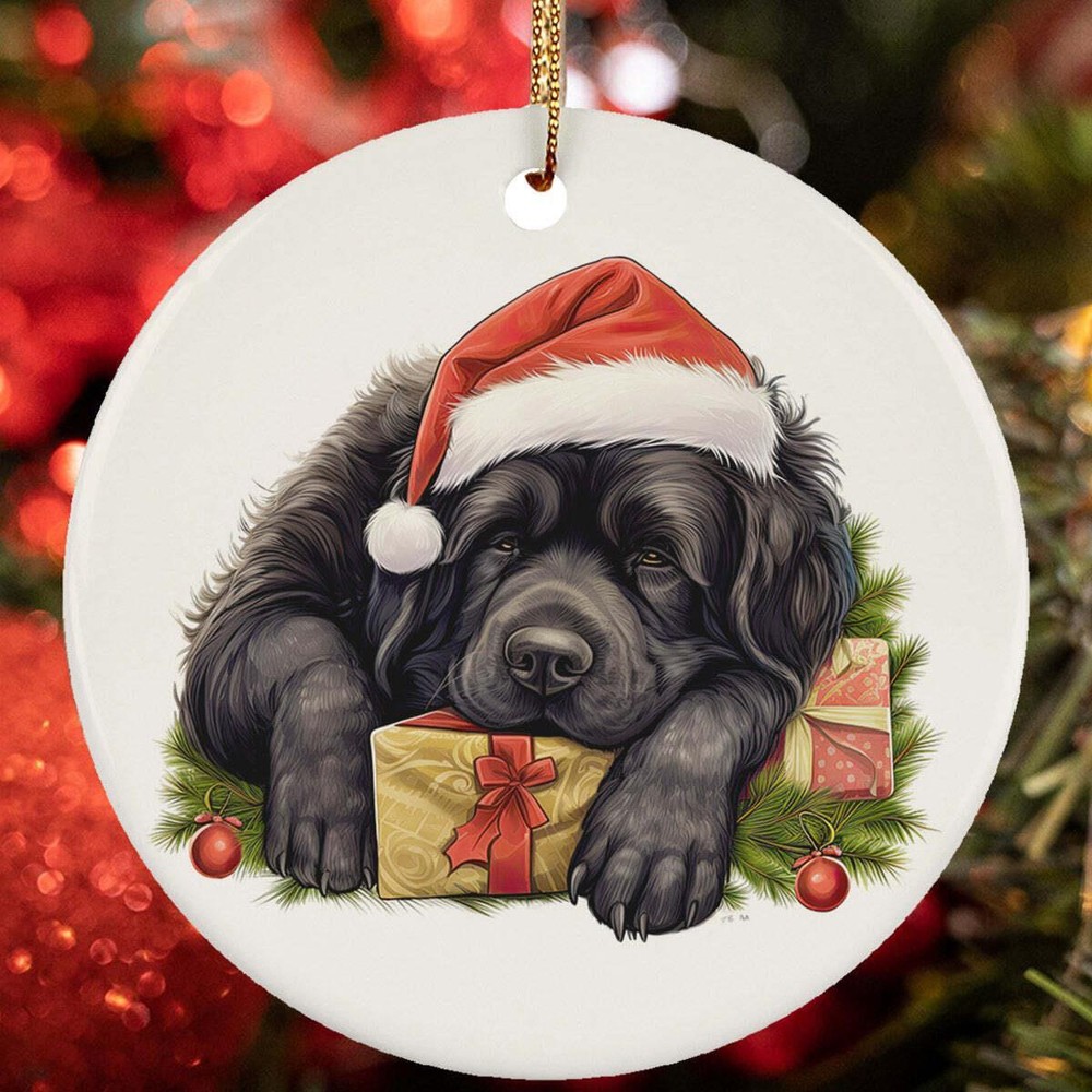 Lazy Newfoundland Puppy Dog Sleeping Christmas Ornament Gift Tree Decor Hanging
