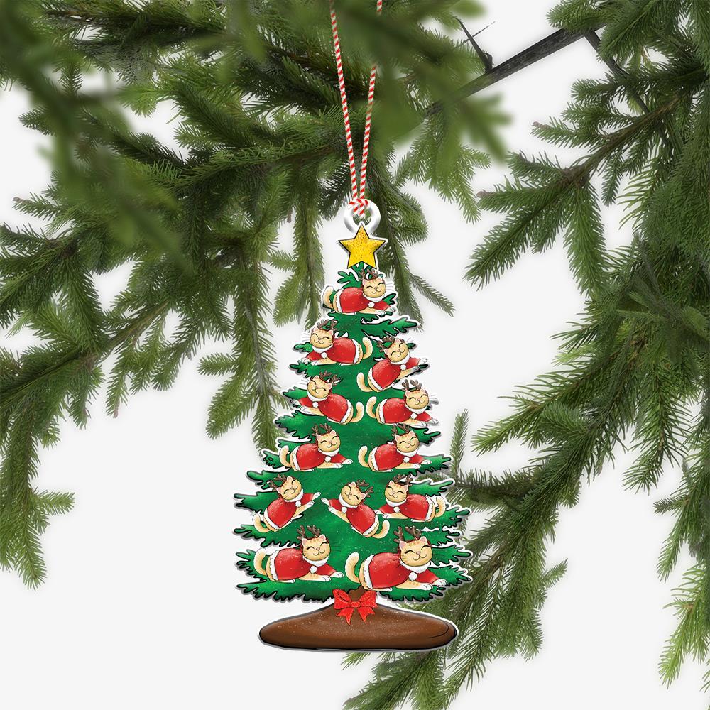 Lovely Cat Christmas Tree Flat Ornament  Funny Cat Xmas Car Ornament Gift Decor