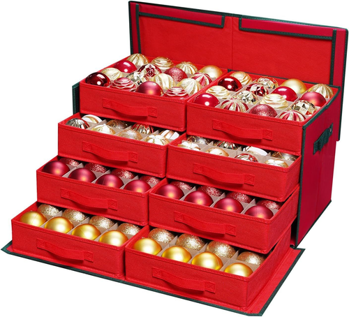 Lambada 3-Inch Cherry Red Ornament Storage Box Holds 128 Decorations