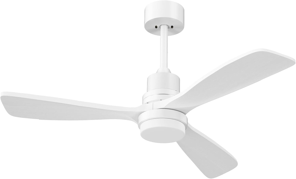 52 Inch White Modern Ceiling Fan with Light Kit and Remote Control Reversible Blades