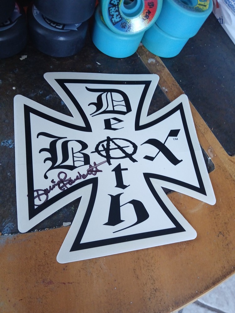 Vintage DeathBox  Skateboard STICKER Old School Skate Nos Signed DAVE HACKETT
