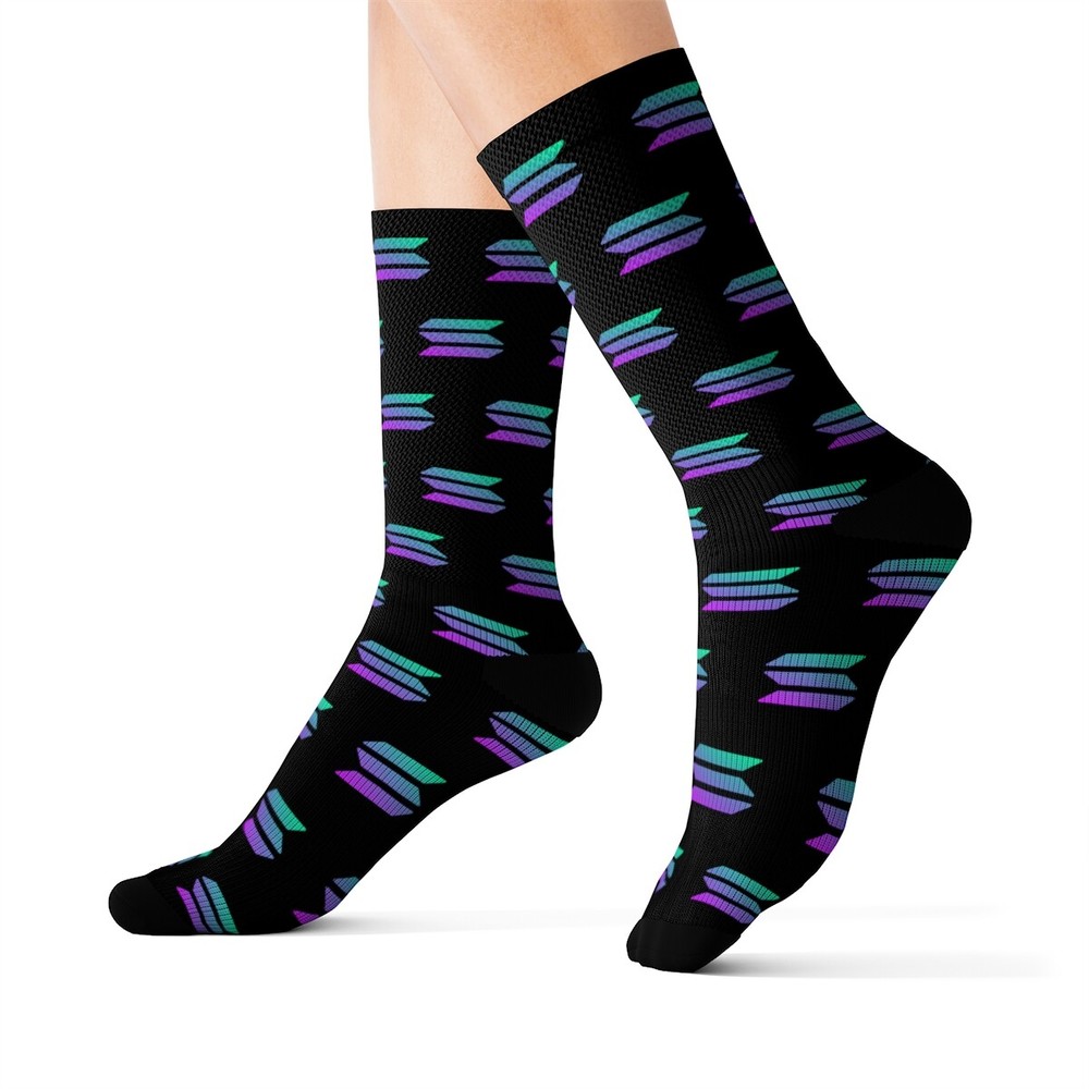 Black Solana SOL Cryptocurrency Token Crew Socks for Crypto Enthusiasts-image