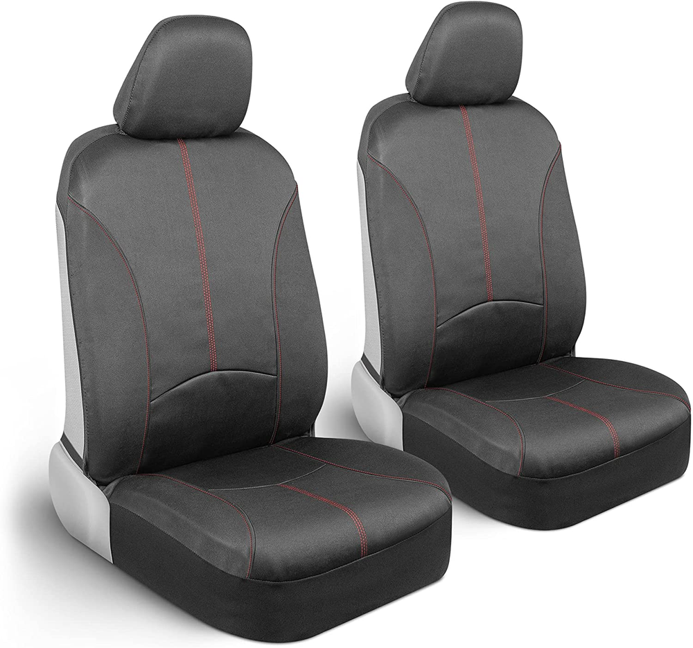 Spillguard Waterproof Car Seat Covers for Front Seats, Red Stitching – Durable N