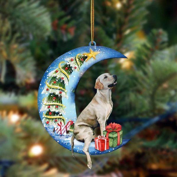 Labrador Retriever Sit On The Blue Moon Christmas Hanging Ornament