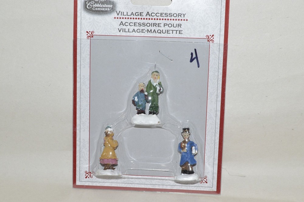 Christmas Holiday Cobblestone Corners Village Accessory #4 figures set