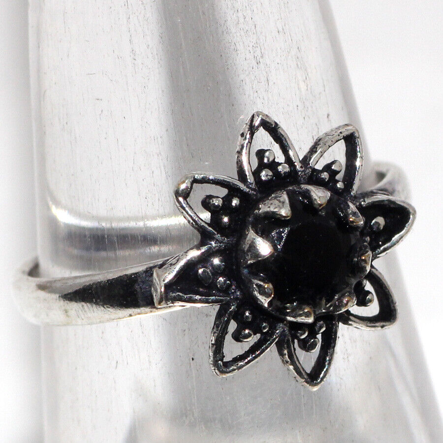 Black Onyx 925 Silver Plated Gemstone Ring US 6.5 Independence Day Sale JW