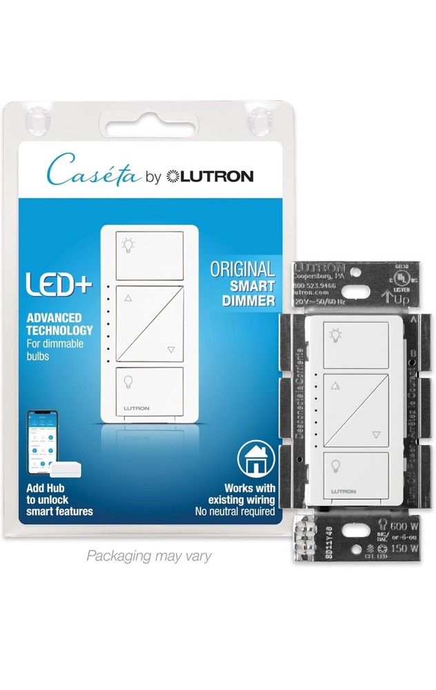 Lutron Caseta PD-6WCL-WH-R Lighting Dimmer Switch - White