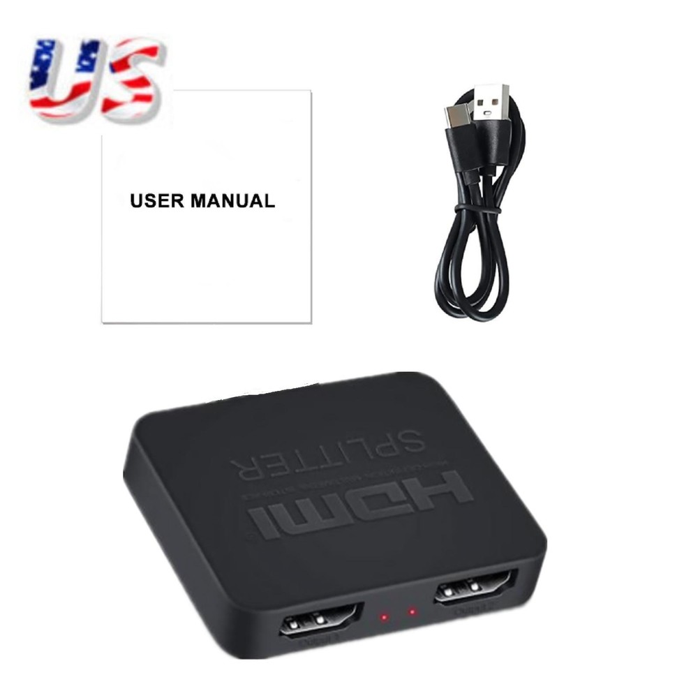 1 in 2 Out HDMI Splitter for Dual Display Mirroring and Amplification