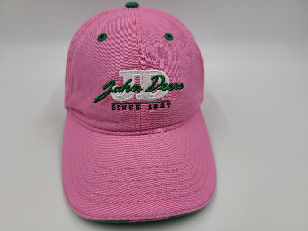 Women John Deere Since 1837 Adjustable Hat Cap Farm Baseball Outdoors Pink Green