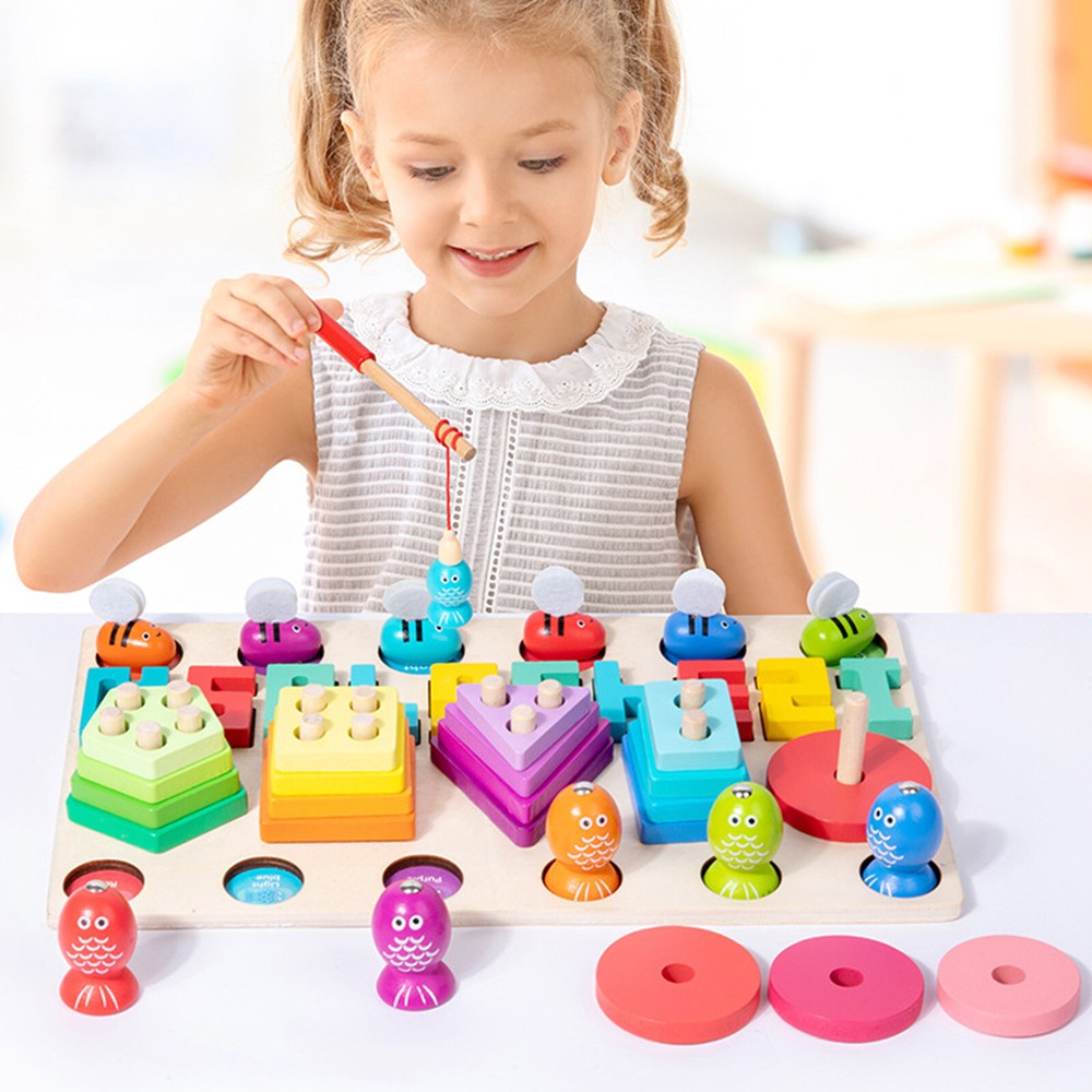 2-in-1 Preschooler Fishing Set Funny Enlightenment Early Education Puzzle Toys