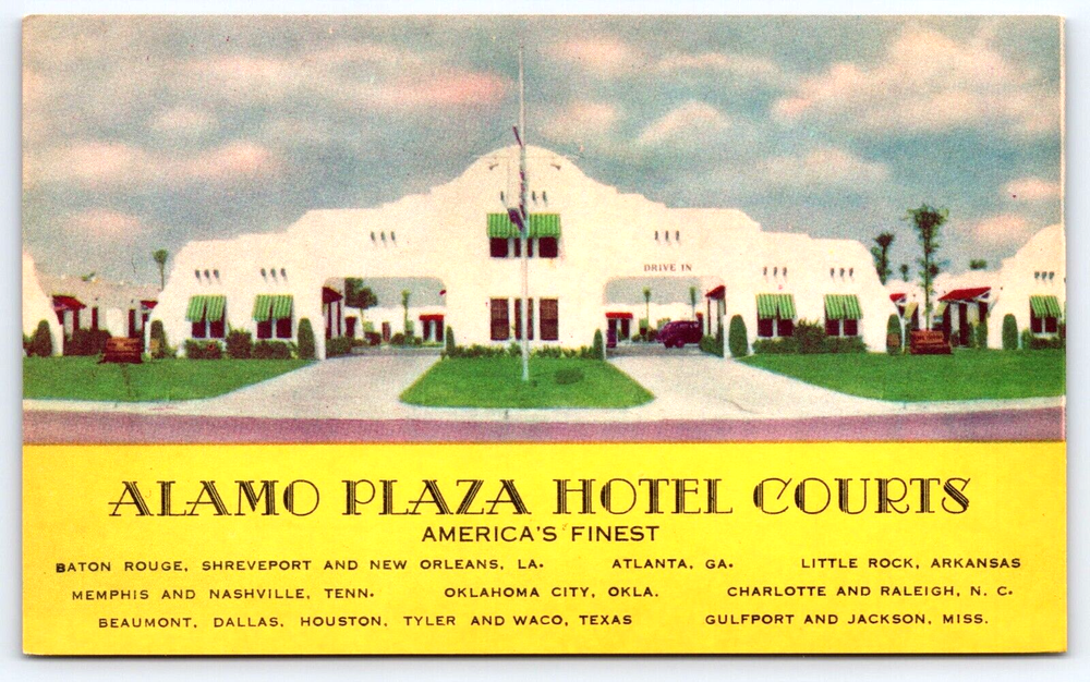 VINTAGE OLD ANTIQUE POSTCARD ALAMO PLAZA HOTEL COURTS