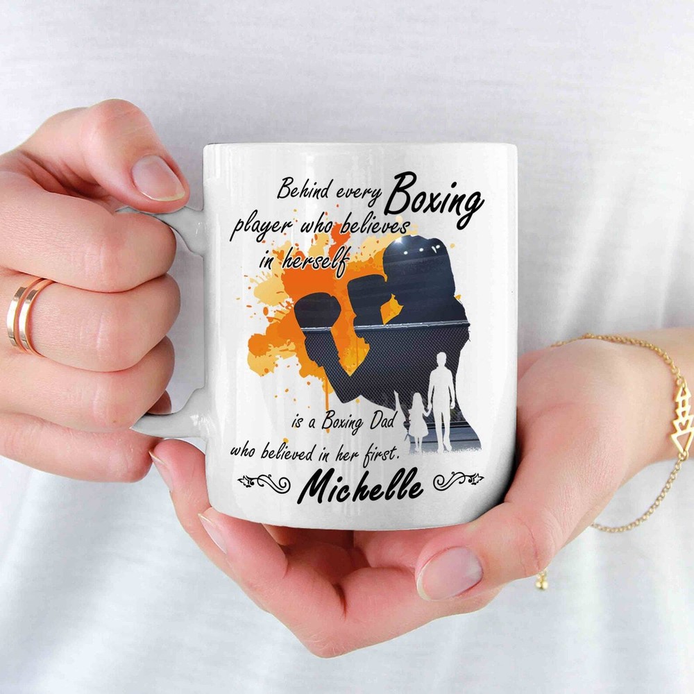 Custom Name Coffee Mug Gift For Father's Day Birthday Daughter Behind Every Boxi