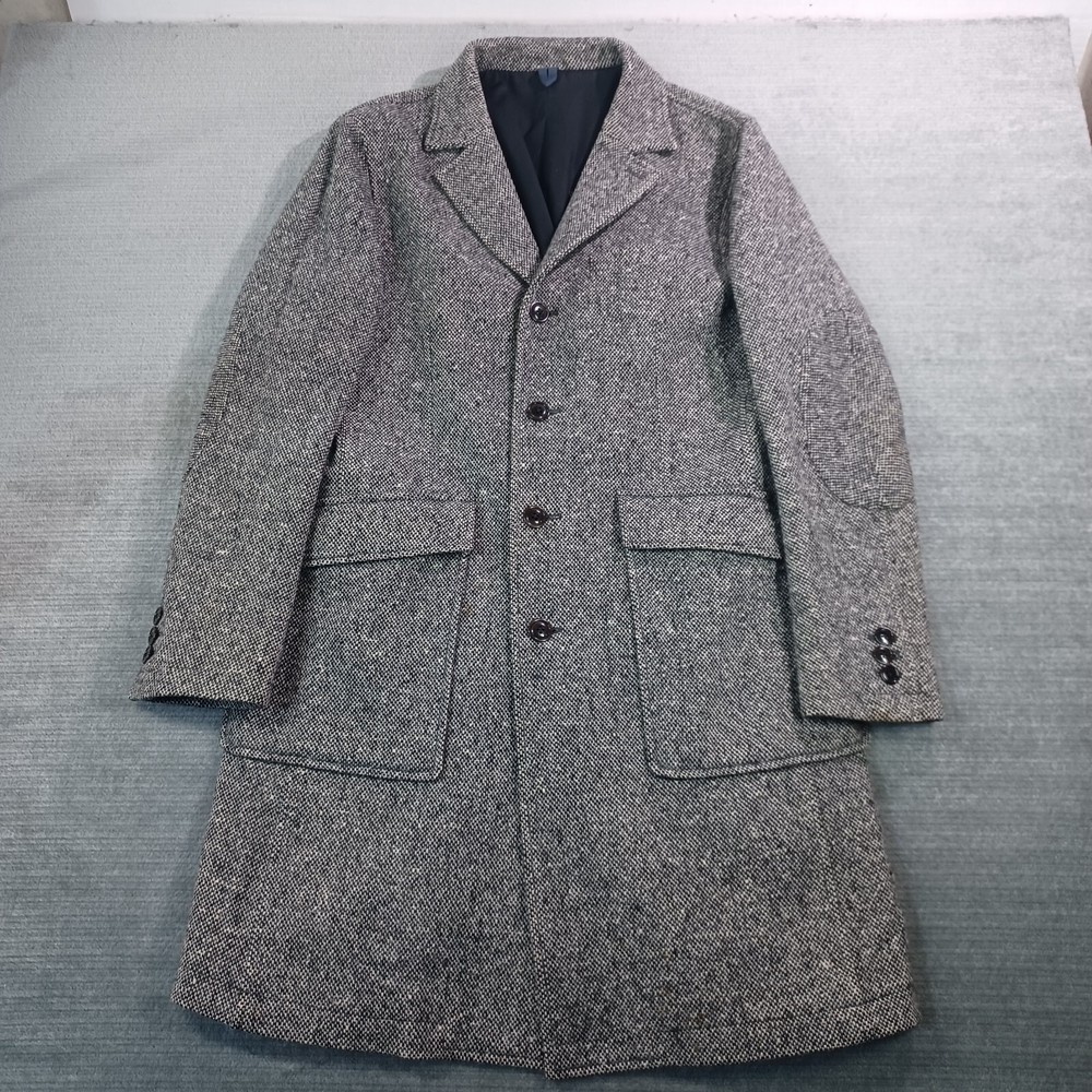 ts(s) Takuji Suzuki Coat Mens L Gray Wool Tweed Peacoat Button Front Made Japan