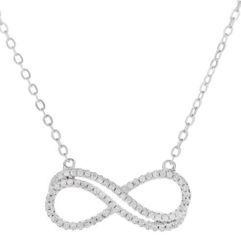 18K White Gold Plated Double Infinity Necklace