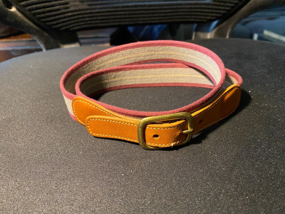 Trafalgar Belt Mens 30 Brass Leather Red Brown Thin Cloth 226440 Made in USA