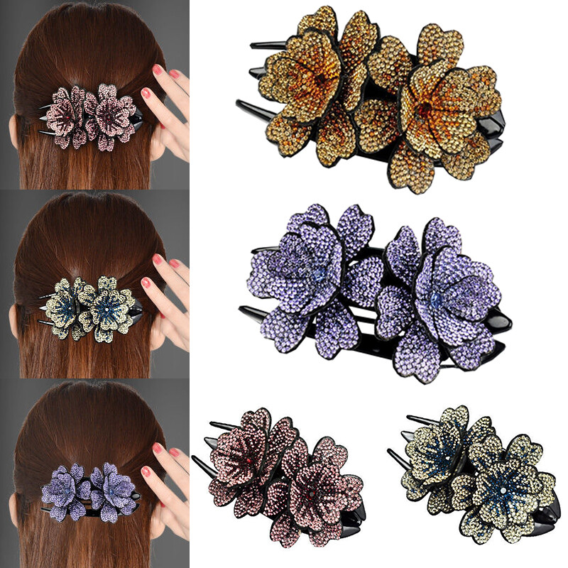✿ Fashion Women Rhinestone Flower Duckbill Hair Claws Hair Clip Accessories