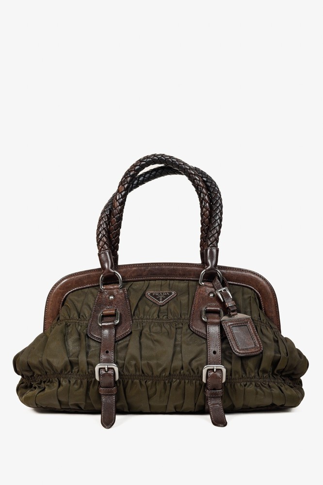 Prada 2007 Green Tessuto Gaufre Nylon Shoulder Bag Resort Collection