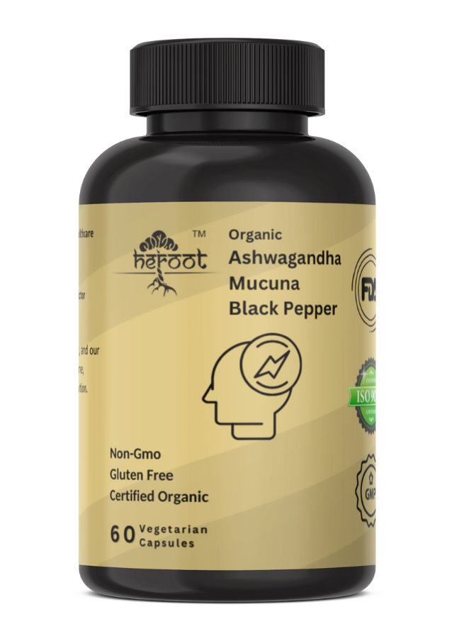 Ashwagandha, Mucuna & Black Pepper Capsules – Natural Stress Relief,Mood Support