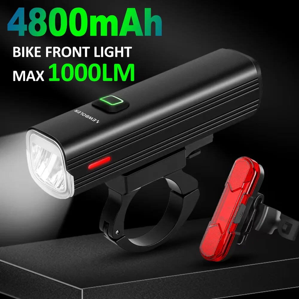 For USB Bike Front Rear Light Set Rainproof MTB Headlight Cycling Lamp Accessory