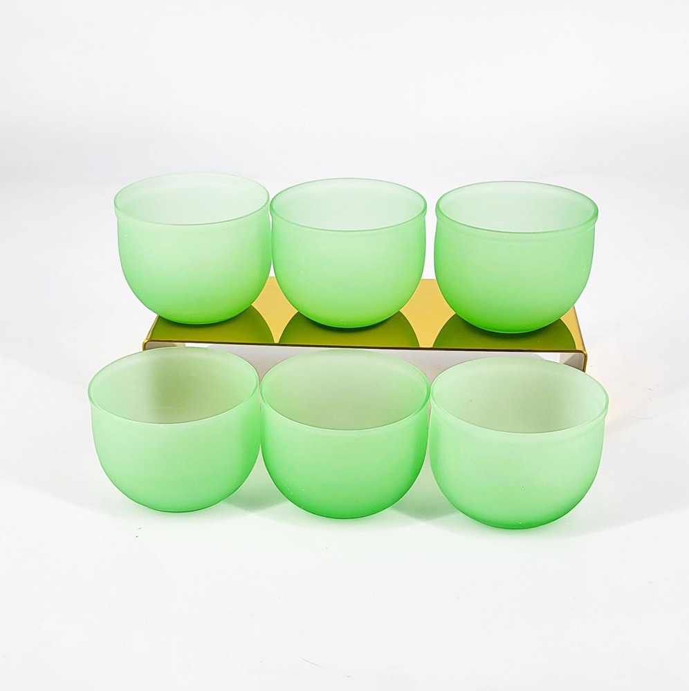 6 Spring Green Satin Glass Votive Holders – 2