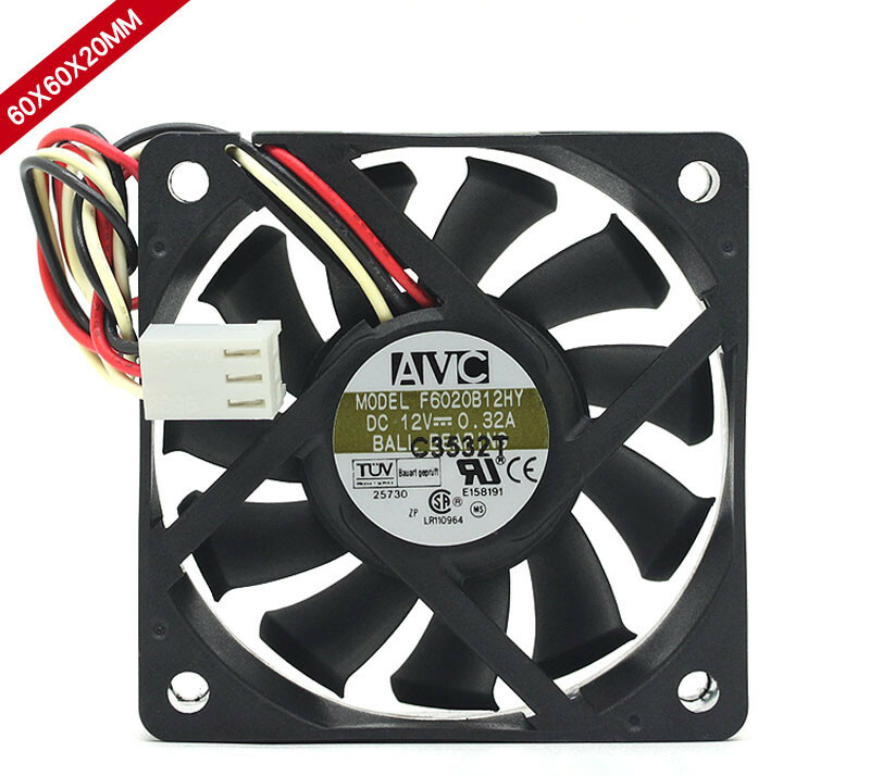 AVC F6020B12HY 6020 12V 0.32A 3p double ball high air volume chassis power fan