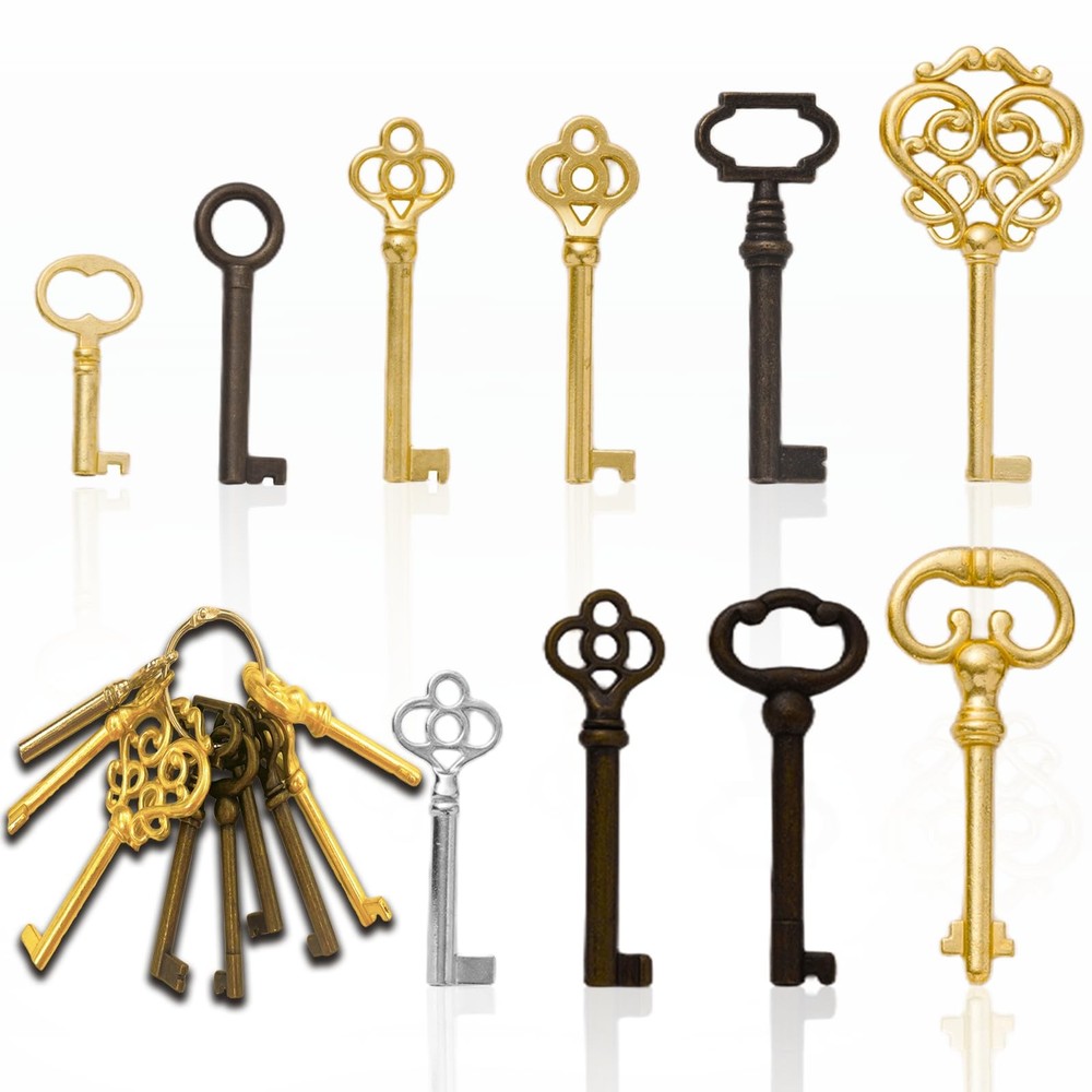 10-Piece Universal Skeleton Key Set for Antique Furniture & Cabinet Doors