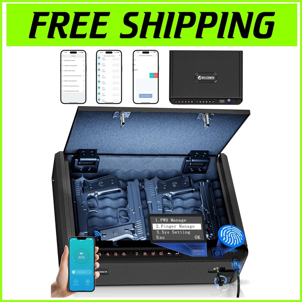 Biometric Smart Gun Safe with Quick Access via APP, Keypad & Fingerprint-image