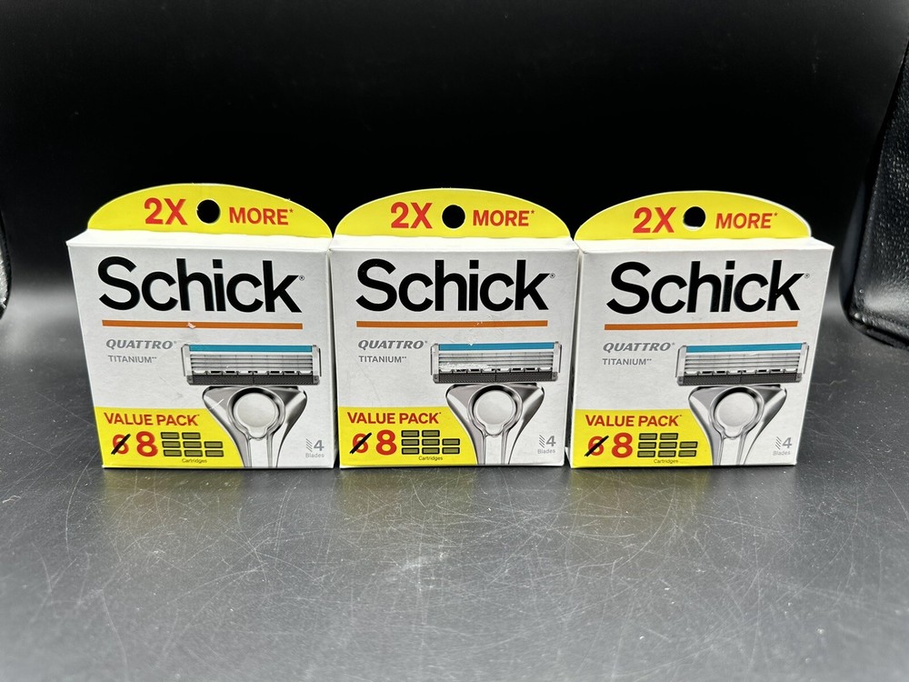 SCHICK Quattro Titanium Razor Refills 8 Blades Value Pack 3 Boxes
