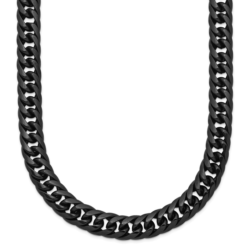 Stainless Steel Polished Black IP-plated Double Curb Chain Necklace 24
