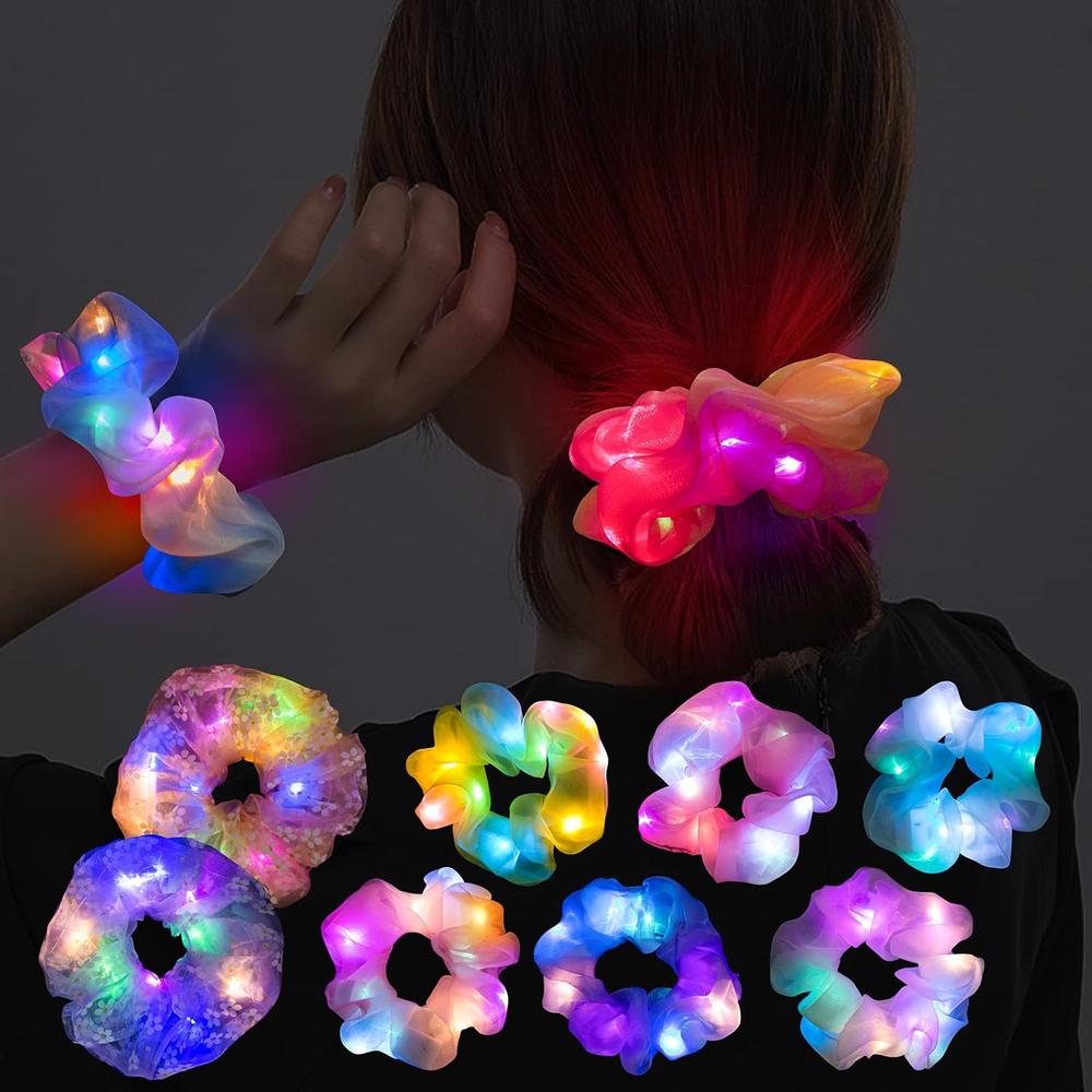 8 Pcs LED Scrunchies for Women - Scrunchy, Light up Scrunchies for Girls, Colorf