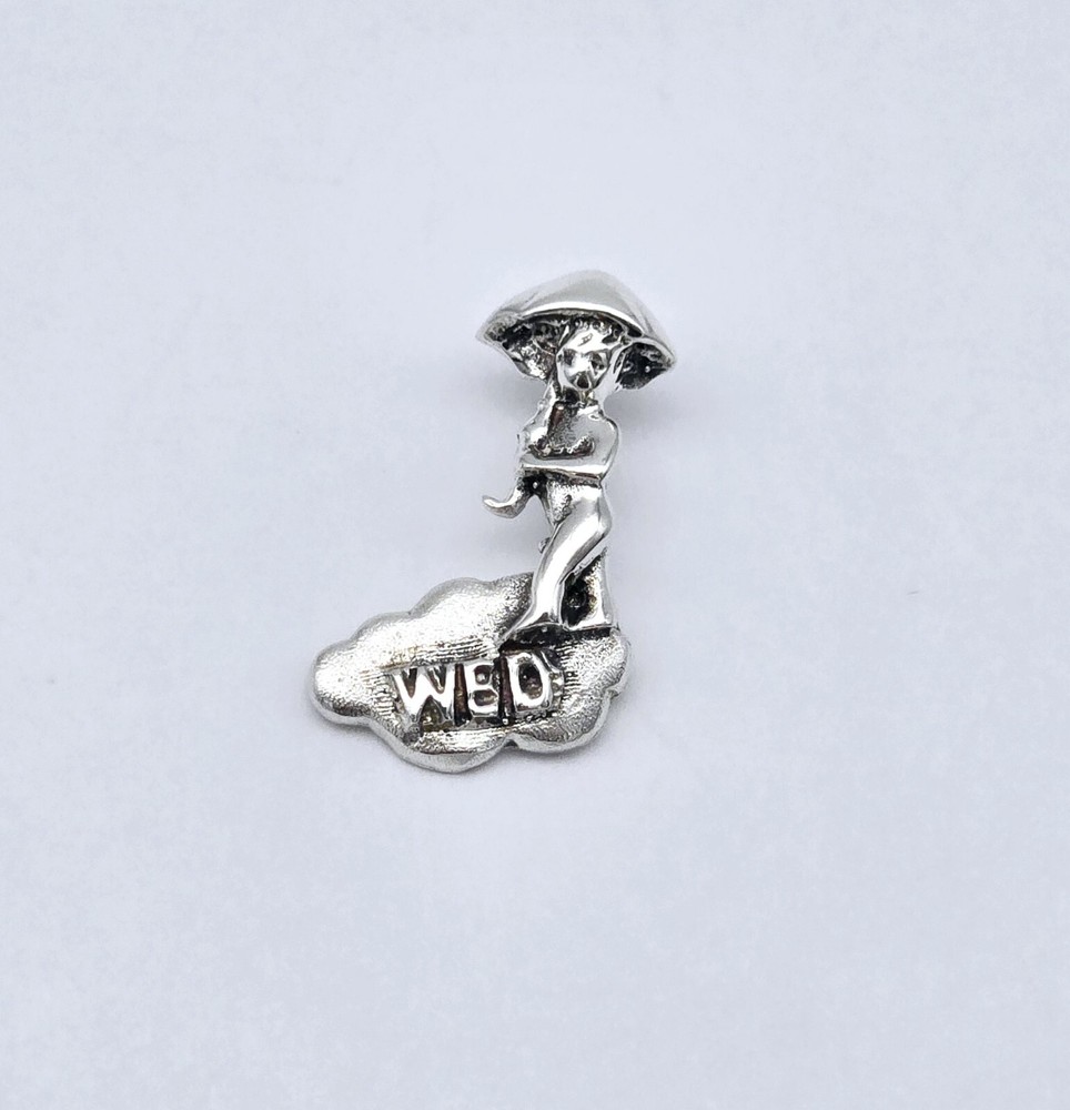 Vintage Wednesday Sterling Silver Day Umbrella Charm Pendant - 2.2g