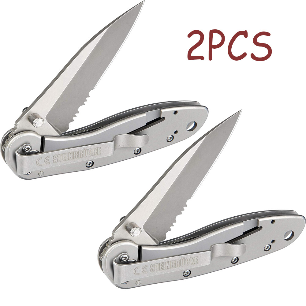 2PCS Folding Pocket Knife W/Clip 3.1