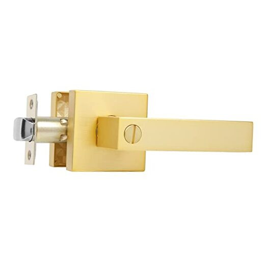 1 Pack Gold Door Handles, Interior Door Knobs Satin Brass Privacy Door Lever