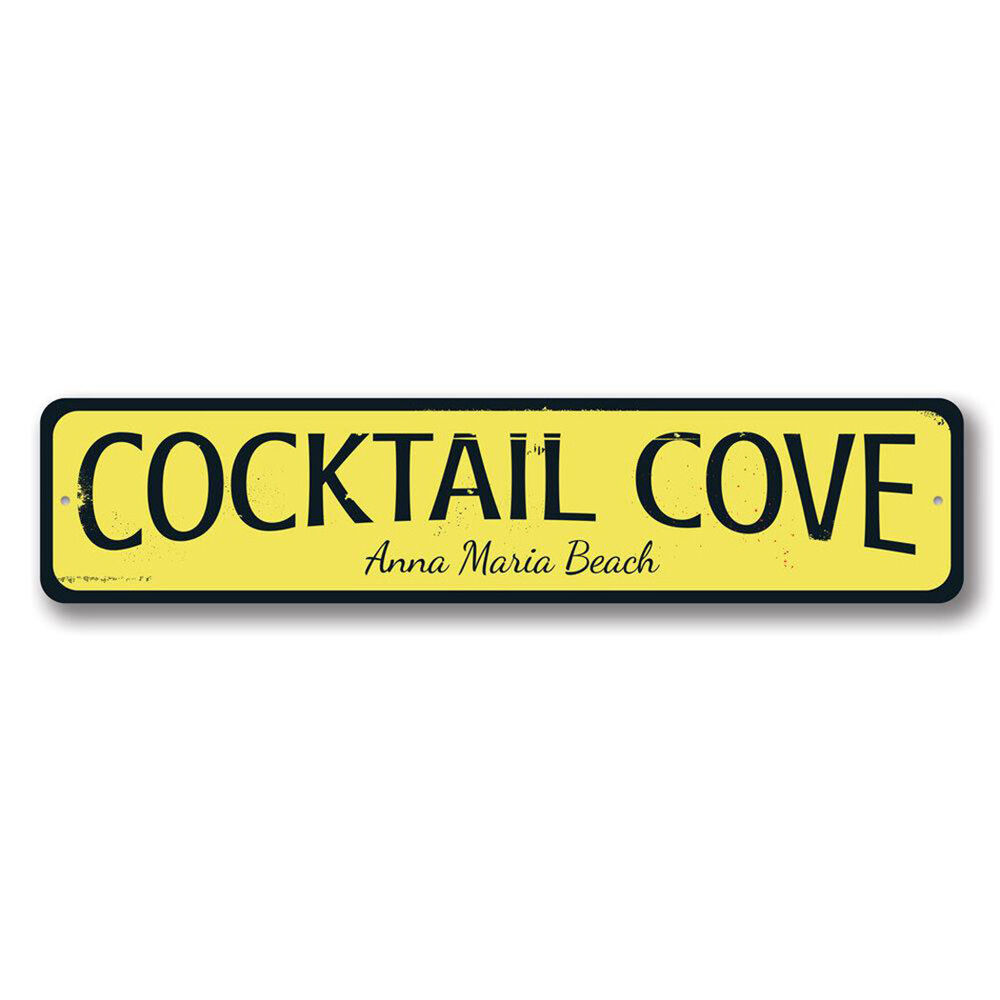 Cocktail Cove Sign, Personalized Beach Location Sign, Custom Metal Decor Sign