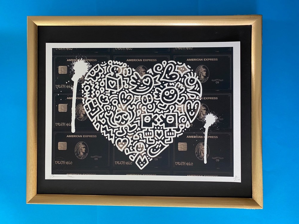 DEATH NYC Hand Signed LARGE Print COA Framd 16x20in Haring Heart Centurion