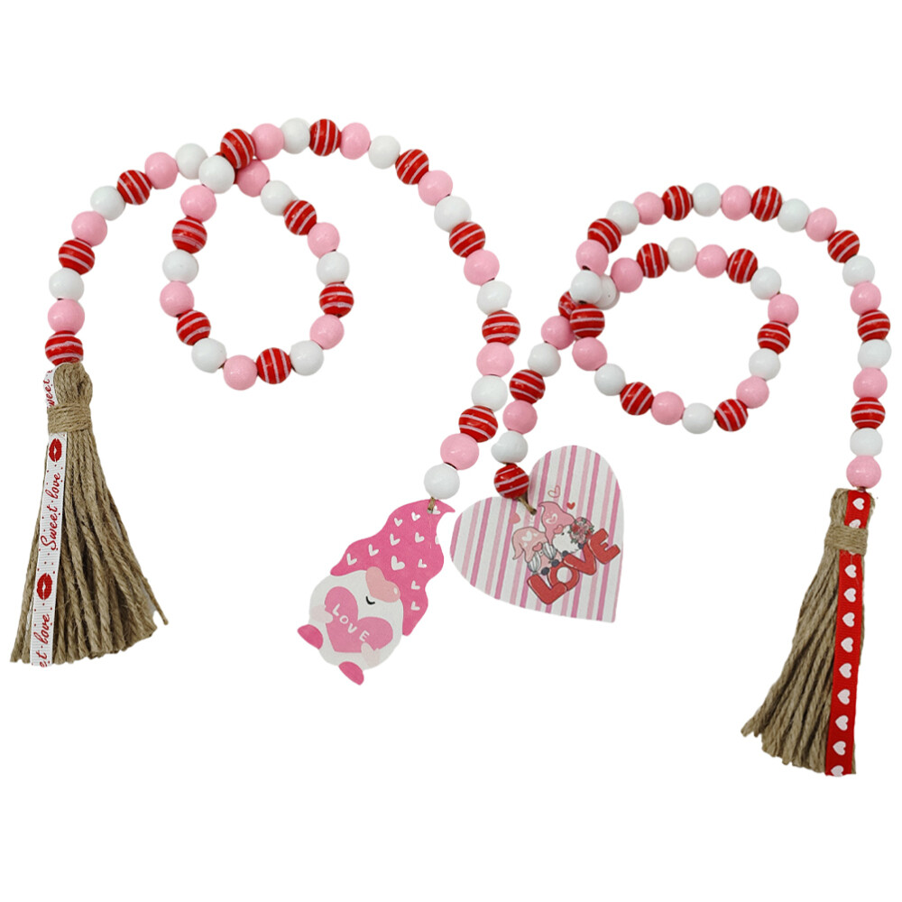 2 Red Valentine's Hanging Tassel Door Decor with Beads