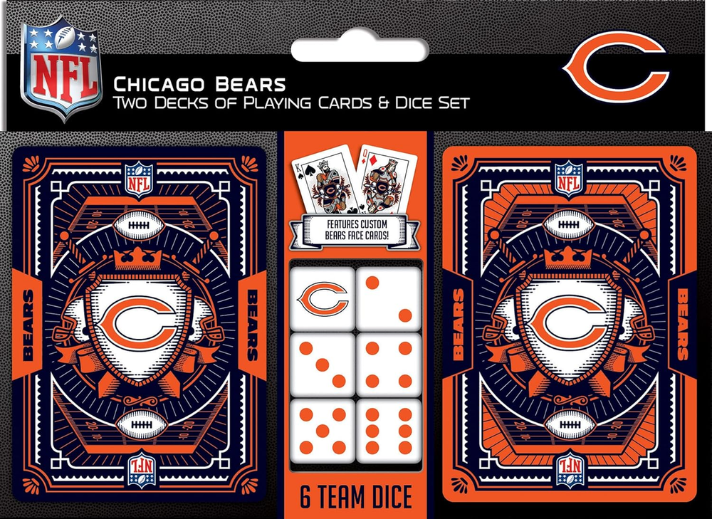 Game Day - NFL Chicago Bears 2-Pack Playing Cards & Dice Pack - Officially Licen