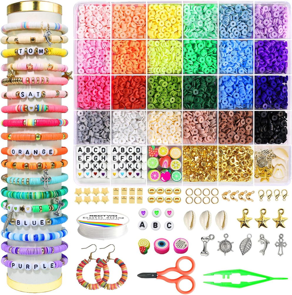 DIY Clay Beads Bracelet Kit – 4200 Heishi Beads for Kids Ages 6-12