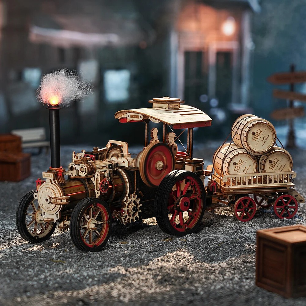 ROKR 3D Wooden Puzzle Steam Engine Mechanical Teens Birthday Gift