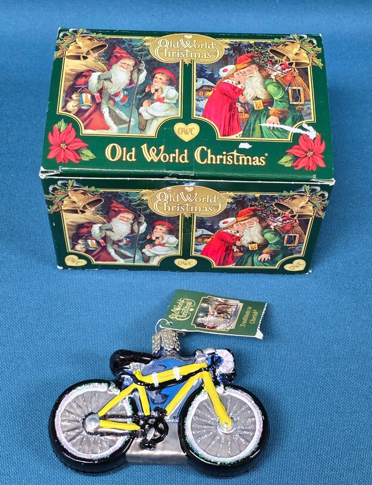Old World Christmas Road Bike Blown Glass Ornament in Box