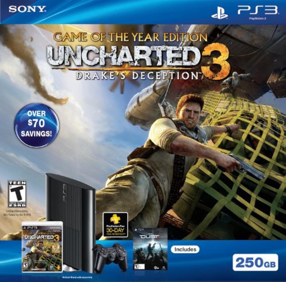 PS3 250GB Uncharted 3 Console Bundle Very Good 1Z