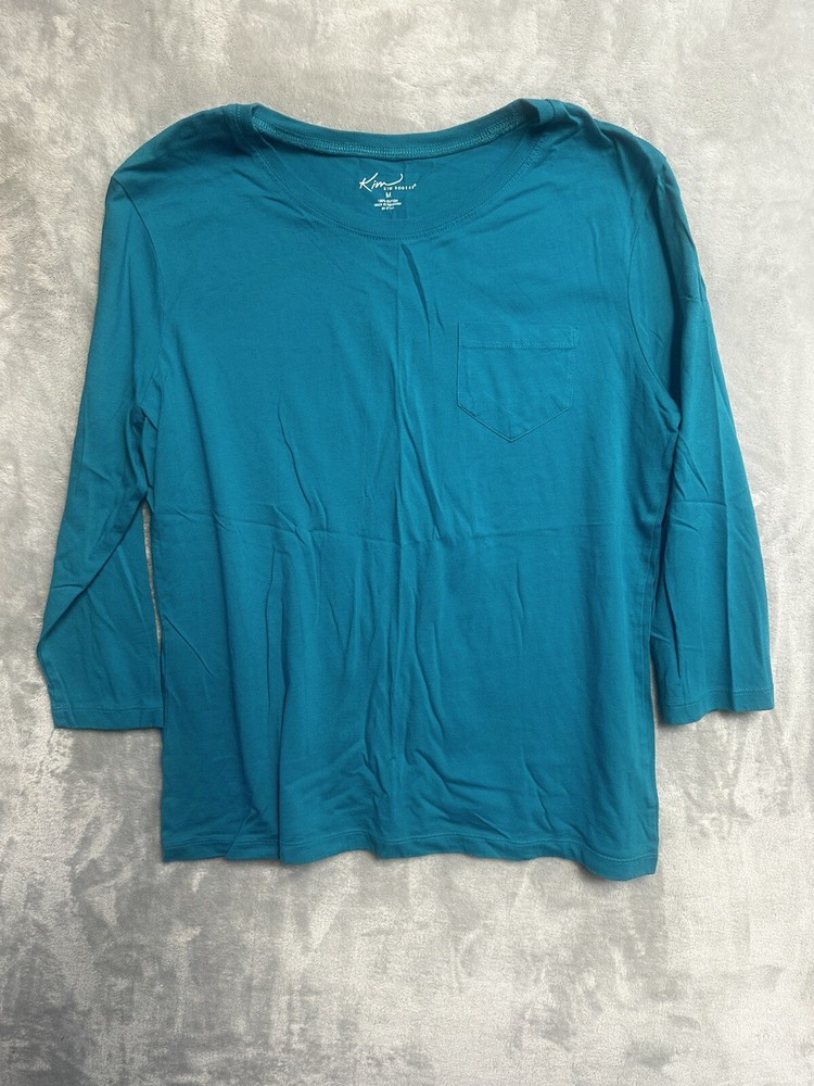 Kim Rogers Women's Turquoise Long Sleeve Pull Over Shirt Size M