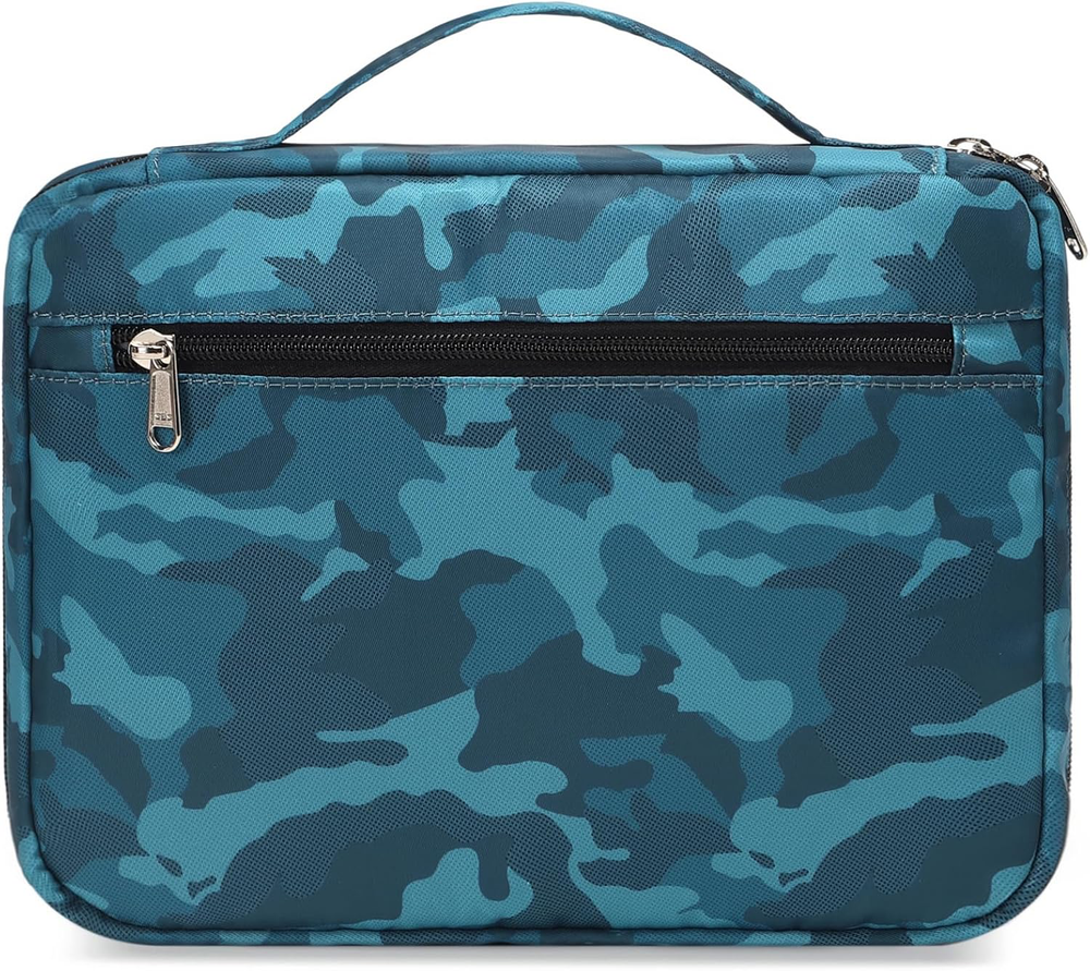 Bible Cover for Boys Kids Scripture Case with Handle and Pockets Camo Blue