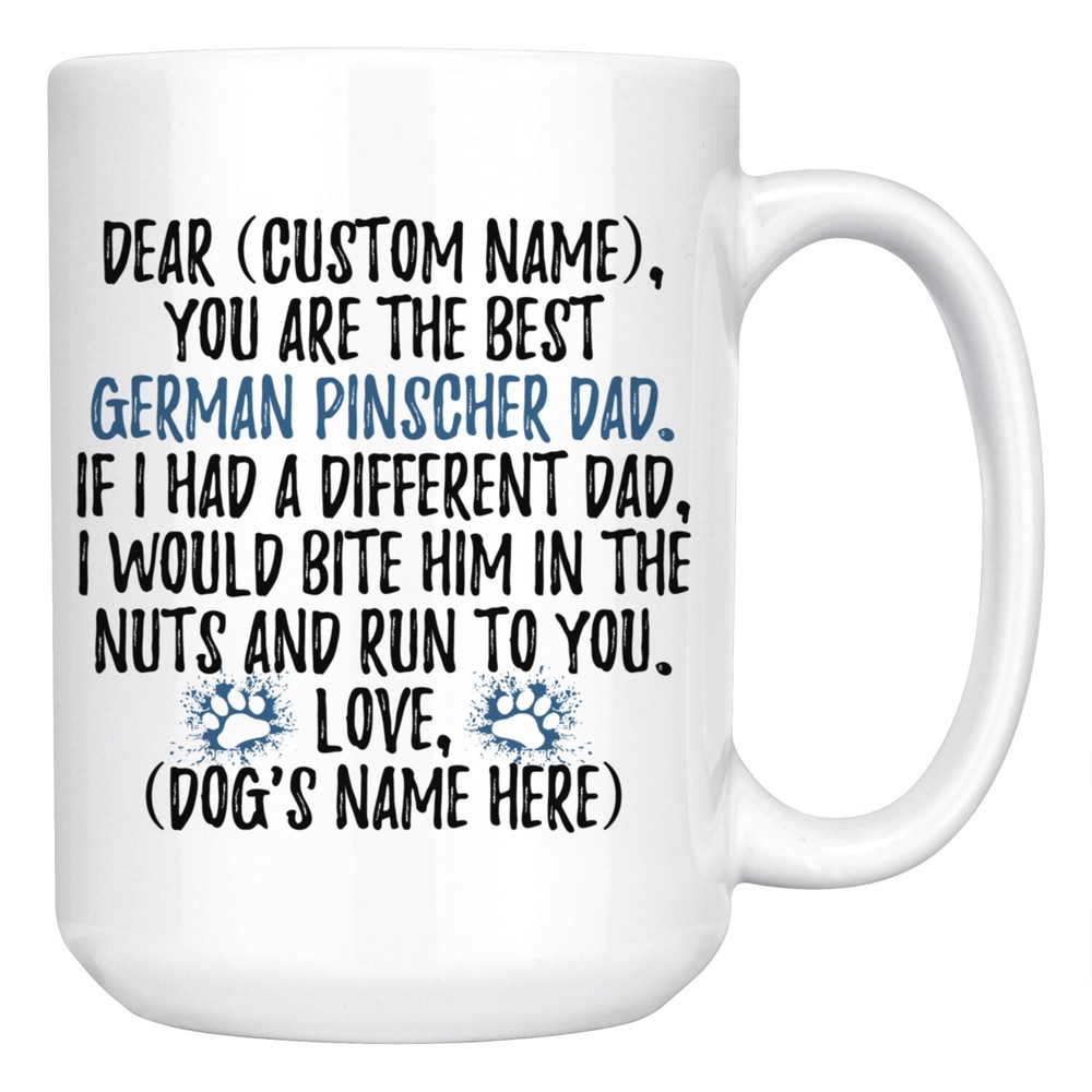 Personalized German Pinscher Dog Dad Coffee Mug, Pinscher Dog Owner Men Gifts