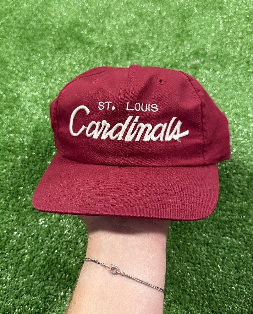 Vintage 90s Sports Specialties St Louis Cardinals Script Snapback Wool Burgundy