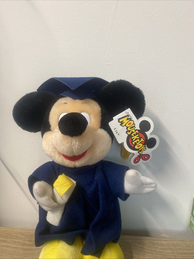Disney Mickey Mouse 12-Inch Plush in Graduation Cap Gown with Diploma  