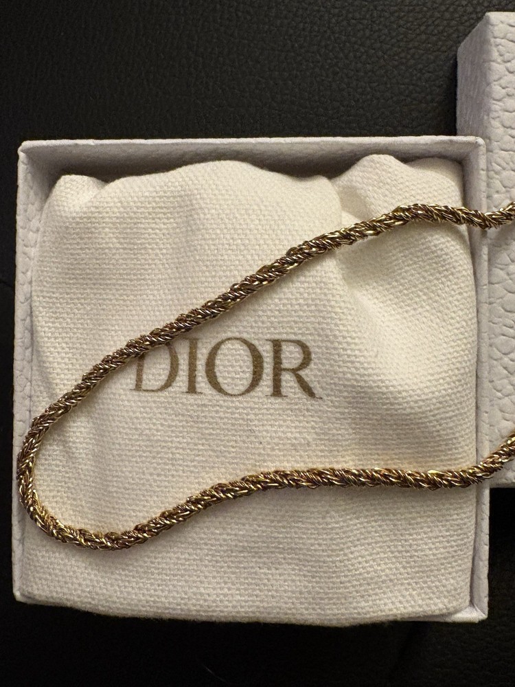 Vintage Christian Dior Gold Twisted Rope Necklace New Condition