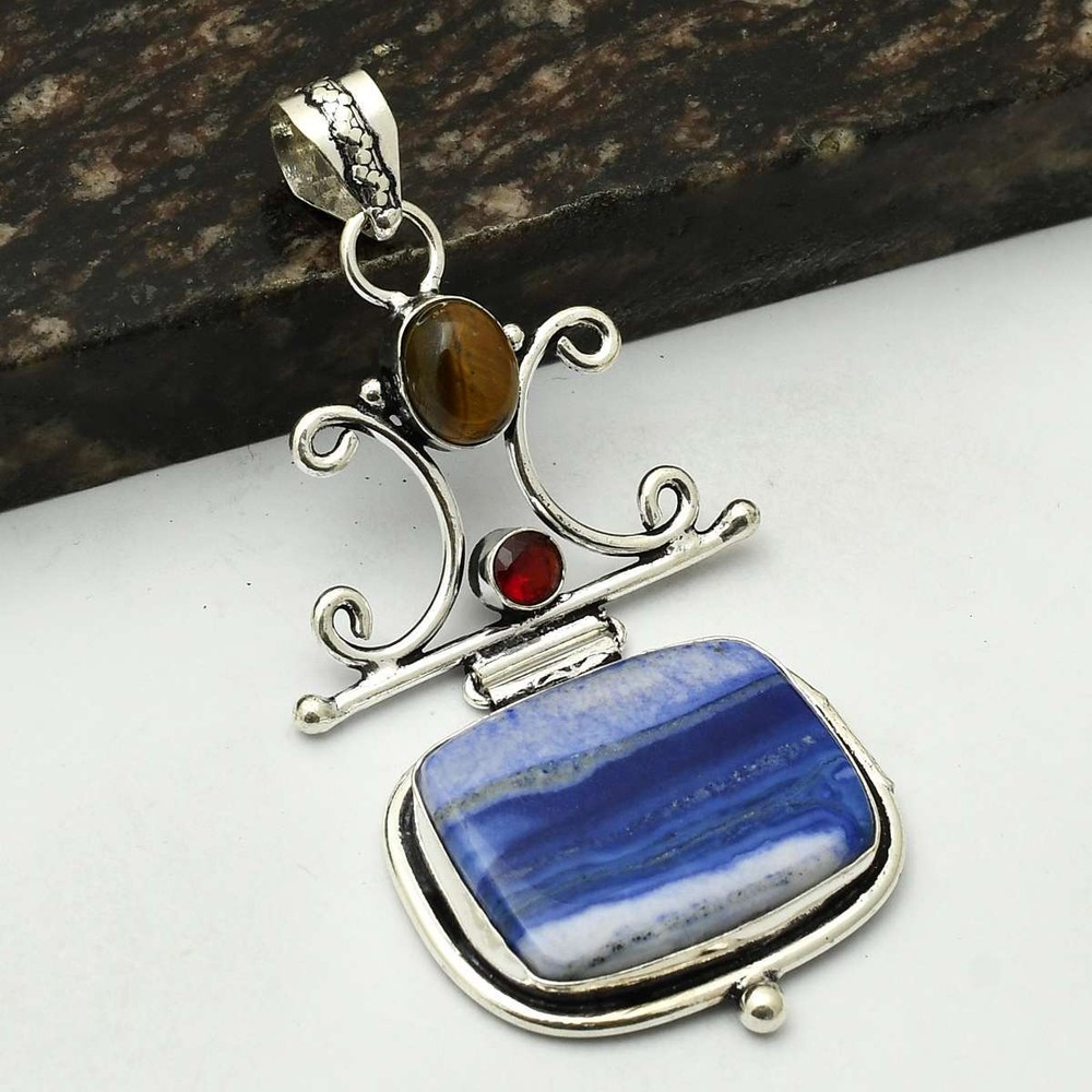 Dendrite Opal Tiger Eye Gemstone Handmade Pendant Jewelry Gift For  AP-11118